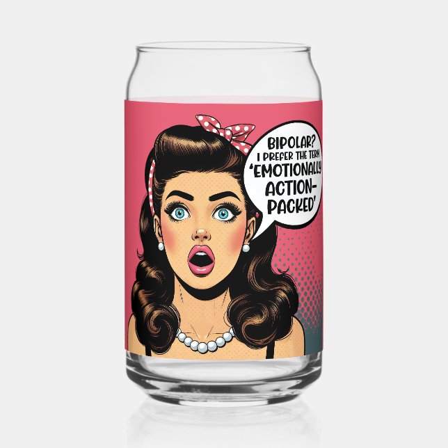 Retro Pinup_ Action verpackt Dosenglas (Vorderseite)