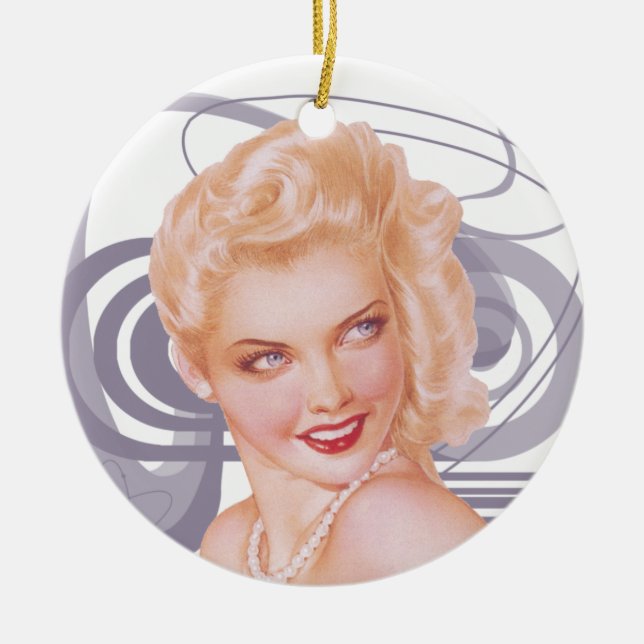 Retro Pinup der 40er Keramikornament (Vorne)