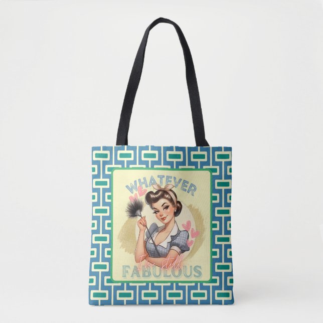 Retro Pinup Girl Blue & Green Tasche (Vorderseite)