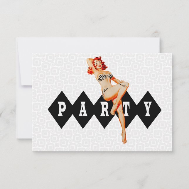 Retro Pinup Girl Party V2 Einladung (Vorderseite)