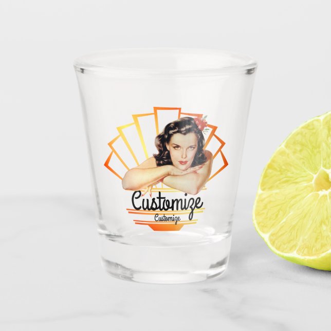 Retro Pinup Girl Shot glass Schnapsglas (Vorderseite)