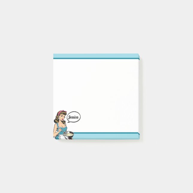 Retro Pinup_ Hey Darlin Post-it Klebezettel (Vorderseite)