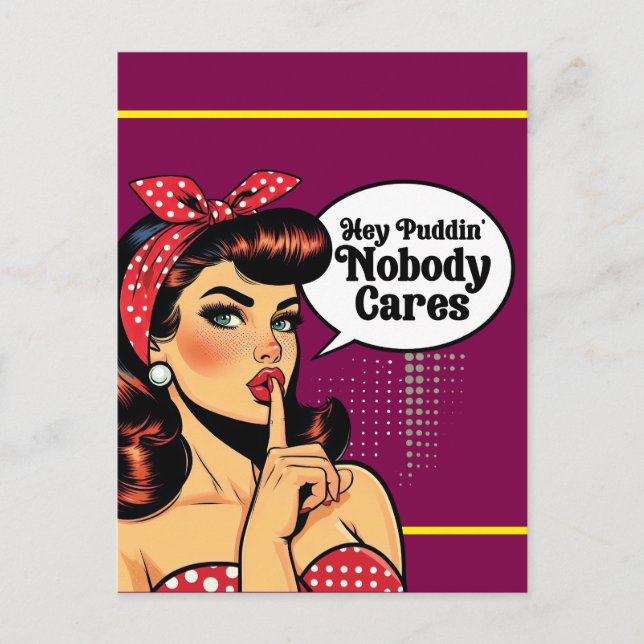 Retro Pinup_ Hey Pudding Postkarte (Vorderseite)