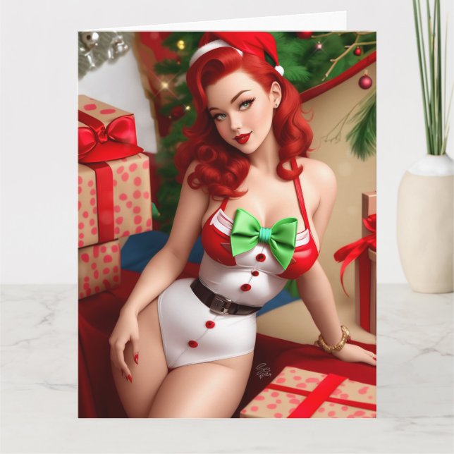 Retro Pinup Holiday Grußkarte Karte (Vorderseite)