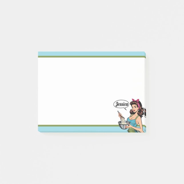 Retro Pinup_ Mit Freundlichkeit Post-it Klebezettel (Vorderseite)