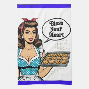 Retro Pinup_ Segne Dein Herz Geschirrtuch