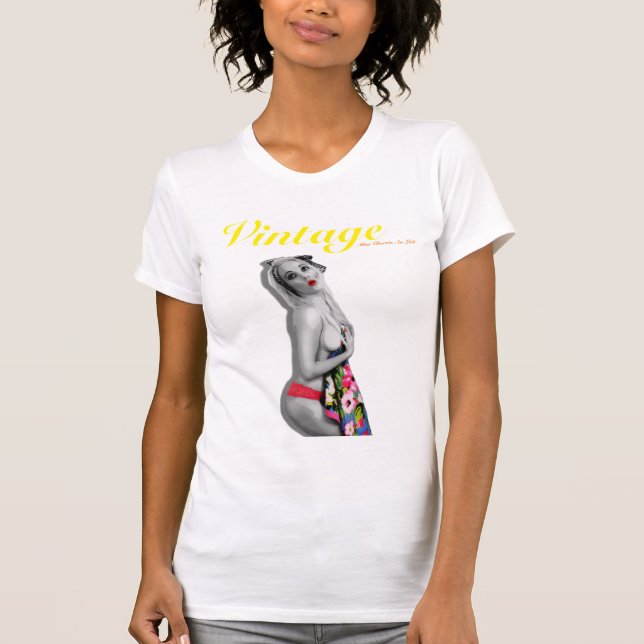Retro Pinup-Vintages Glamour-Mädchen tropisches T-Shirt (Vorderseite)