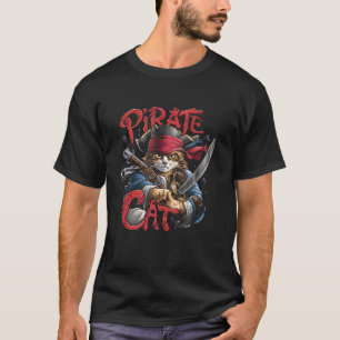 Retro-Pirat-Katze Lustige Halloween-Katze Jolly Ro T-Shirt