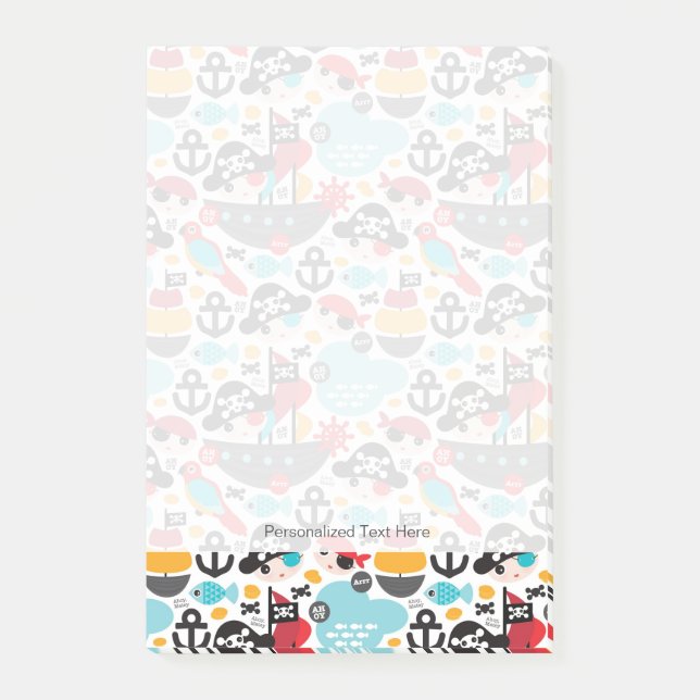 Retro-Piraten-Beispiel Post-it Klebezettel (Vorderseite)