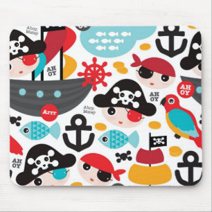 Retro Piratenillustrationssegeln Mousepad