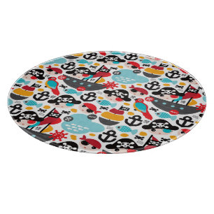 Retro Piratenillustrationssegeln Schneidebrett