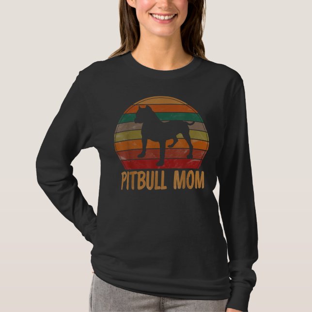 Retro Pitbull Mama Dog Lover Pet Mutter Pit Bull T-Shirt (Vorderseite)