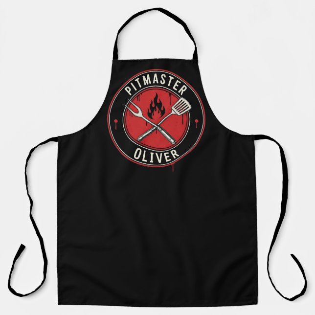 Retro Pitmaster Grill Meister Schürze (Vorderseite)