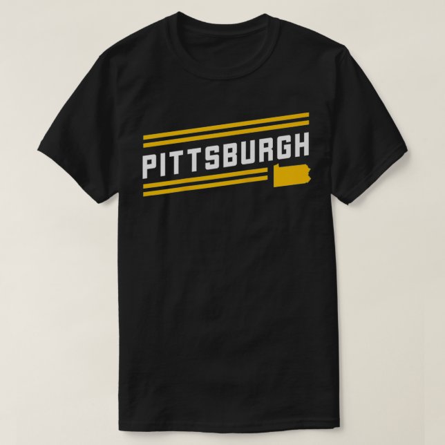 Retro Pittsburgh City Stripes Yellow Pennsylvania T-Shirt (Design vorne)