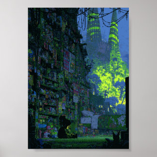 Retro-Pixel-Art-Cyberpunk-Gasse Poster