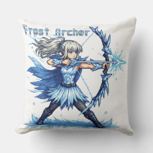 Retro-Pixel-Art Frostbogenschütze Krieger Kissen