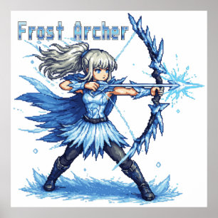Retro-Pixel-Art Frostbogenschütze Krieger Poster