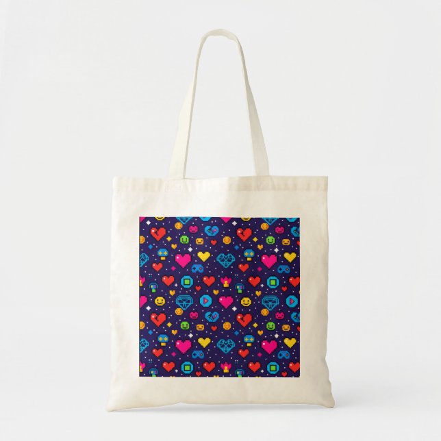 Retro Pixel Art Gaming Canvas Tote Bag (Devant)