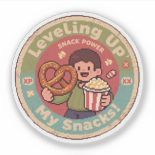 Retro Pixel Art Leasing für meinen Snacks Power De Aufkleber