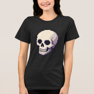 Retro-Pixel-Art-Totenkopf-Ästhetik-Grafik-T-Shirt Tri-Blend Shirt