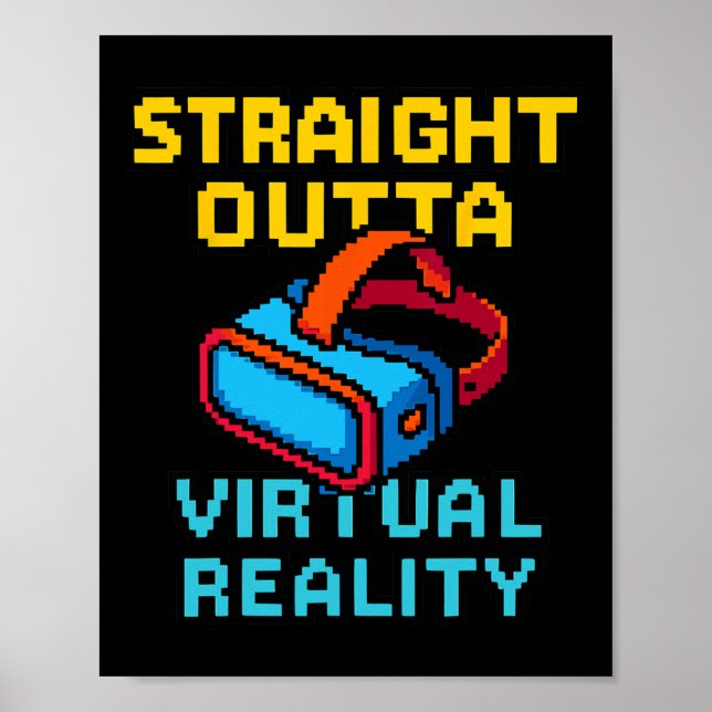 Retro-Pixel-Art-Virtual-Reality-Grafik für einen V Poster (Vorne)