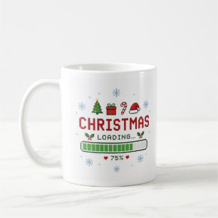 Retro-Pixel-Art-Weihnachten-Ladevorgang 75 Prozent Kaffeetasse