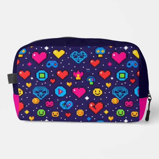 Retro Pixel Gaming Aesthetic Makeup Bag Waschbeutel (Vorderseite)