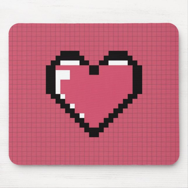 Retro-Pixel-Herz-Gaming-Mauspad Mousepad (Vorne)
