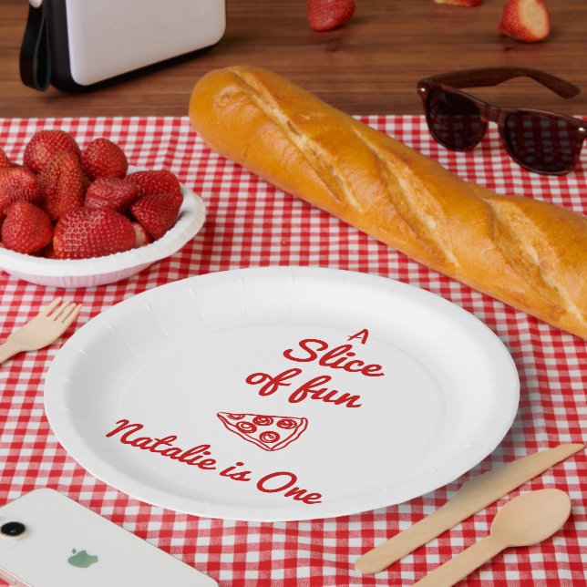 Retro Pizza 1. Hand Schreib Spaß Geburtstag Pappteller (Picknick)