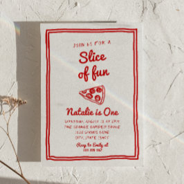 Retro Pizza 1. Handgezogene Scheibe Spaß Geburtsta Einladung