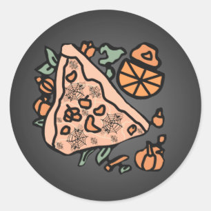 Retro Pizza mit Pumpkin-Drehung Runder Aufkleber