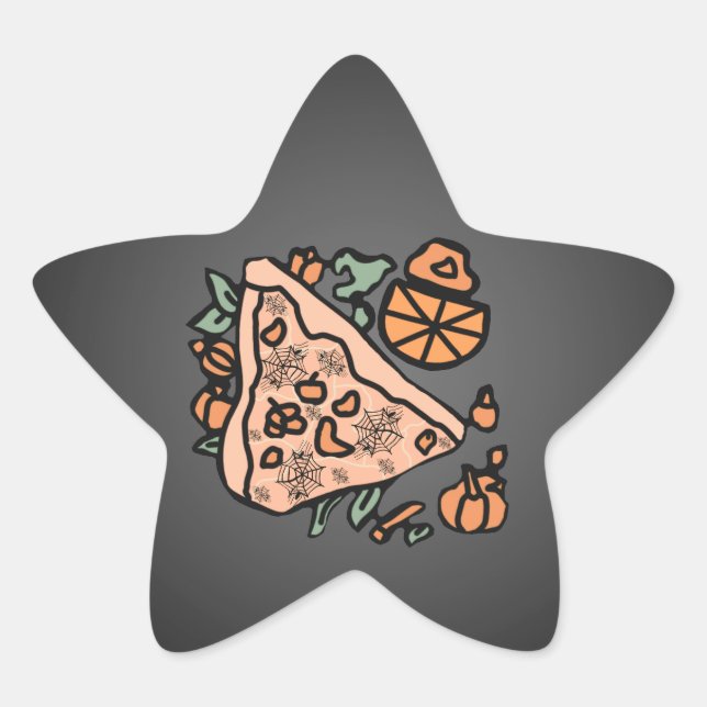 Retro Pizza mit Pumpkin-Drehung Stern-Aufkleber (Vorderseite)