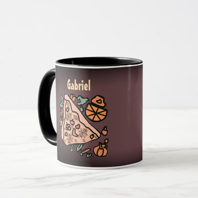 Retro Pizza mit Pumpkin-Drehung Tasse (Vorderseite Links)