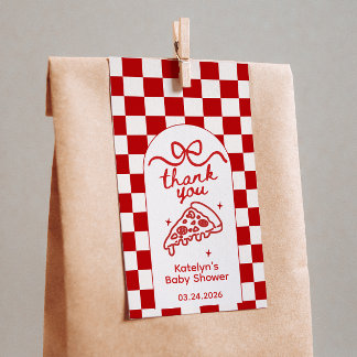 Retro Pizza Party Baby Shower Favor Tags Geschenkanhänger