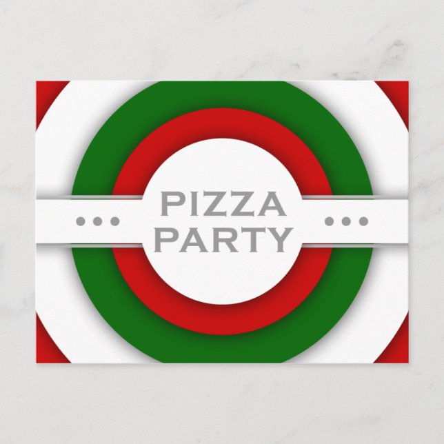 Retro-PIZZA-Party Einladungspostkarte (Vorderseite)