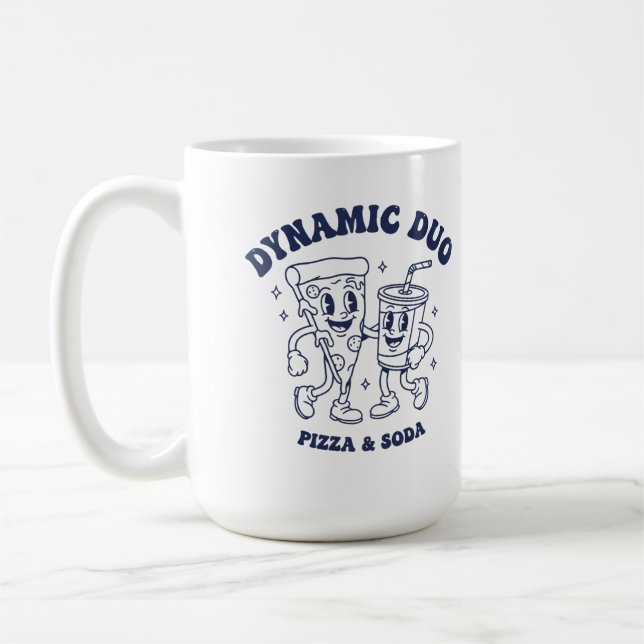 Retro-Pizza- und Soda-"Dynamic Duo"-Maskottchen Vi Kaffeetasse (Links)