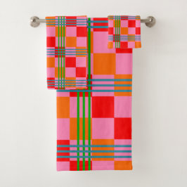 Retro Plaid  Badhandtuch Set