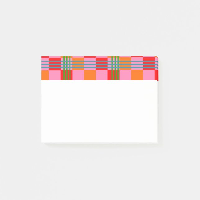 Retro Plaid  Post-it Klebezettel (Vorderseite)