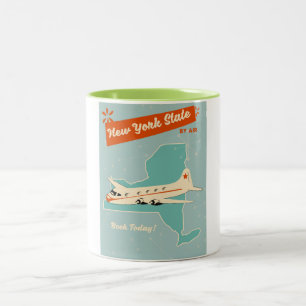 Retro-Plakat des Bundesstaates New York. Zweifarbige Tasse