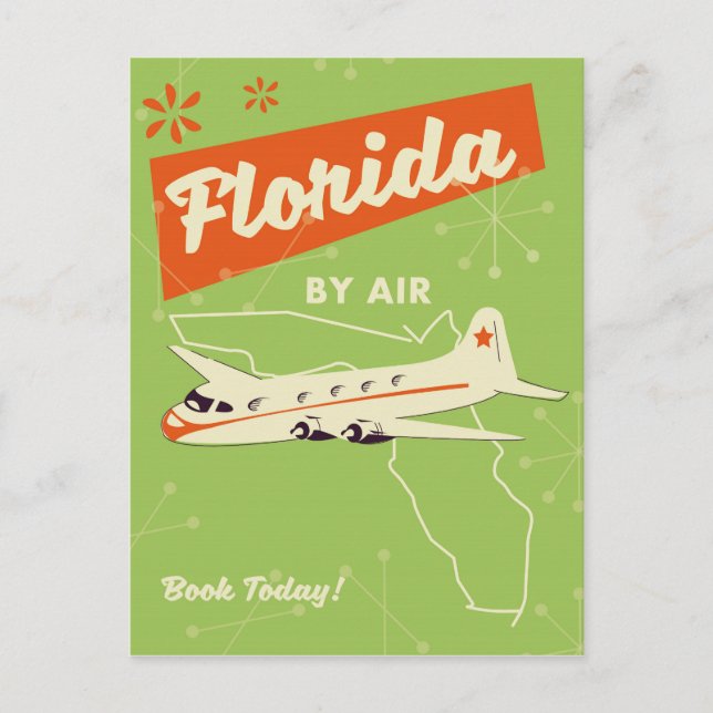 Retro-Plakat des Florida State. Postkarte (Vorderseite)