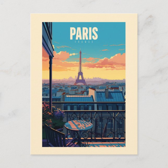 Retro-Plakat - Reise - Vintage - Paris Postkarte (Vorderseite)