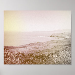 Retro Plakat Sepia-Kalifornien-Küsten- 