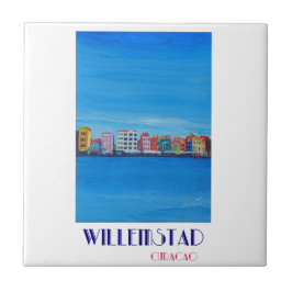 Retro Plakat Willemstad Curaçao Fliese