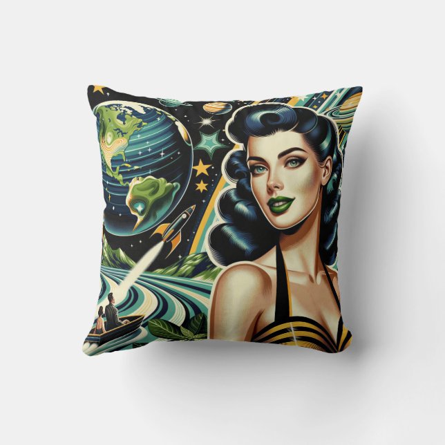 Retro Planet Pin-Up  Kissen (Rückseite)