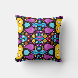 Retro Platten Kaleidoskop Fun Vibranntes Muster Kissen