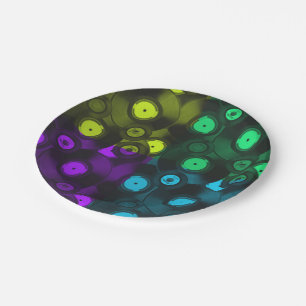 Retro Platten Neonfarbige Collage Pappteller