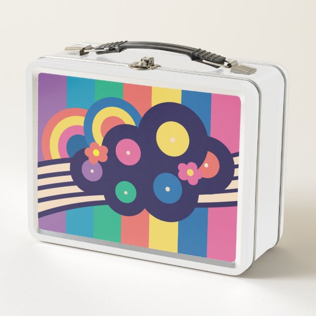 Retro-Platten Regenbogendose Metall Brotdose (Vorderseite)
