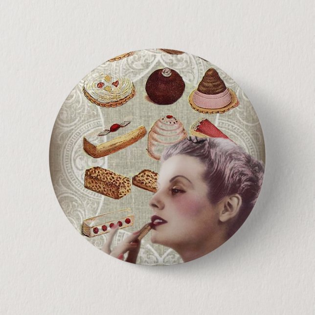 Retro Plätzchen des Pariser Bäckereikuchen-Gebäcks Button (Vorderseite)