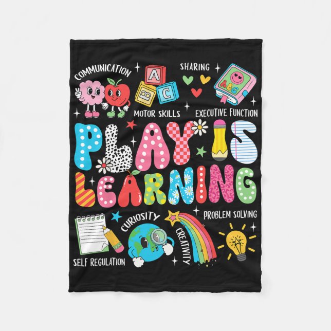 Retro Play Is Learning Kindergarten Teacher Team W Fleecedecke (Vorderseite)