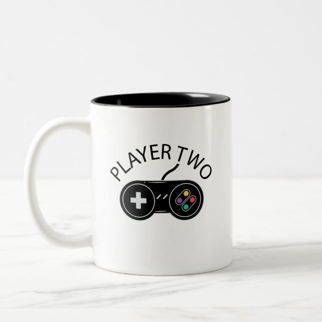 Retro Player Two Gaming Controller Zweifarbige Tasse (Links)